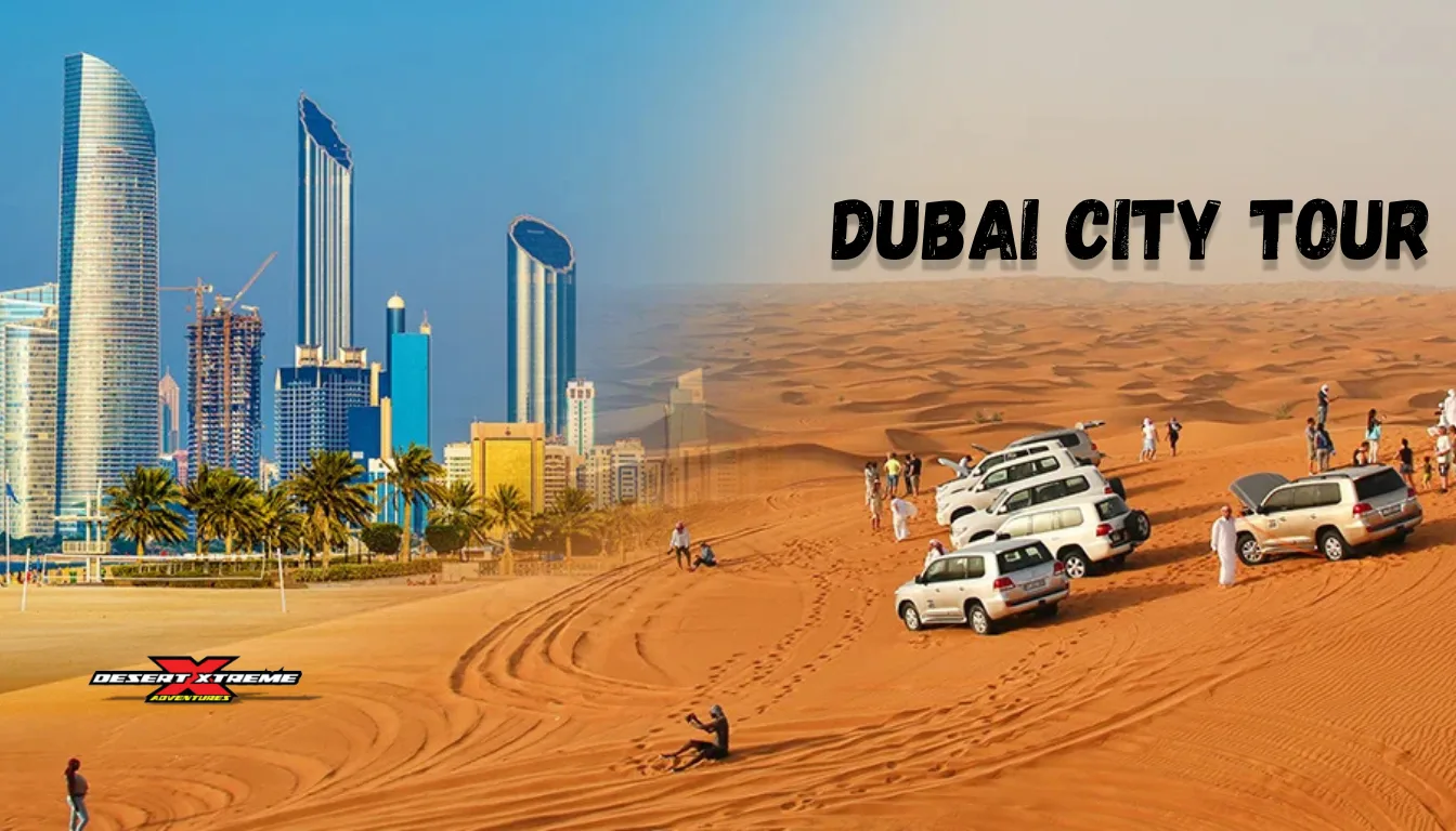 Dubai city tour with skyline view and desert safari dune bashing experience
